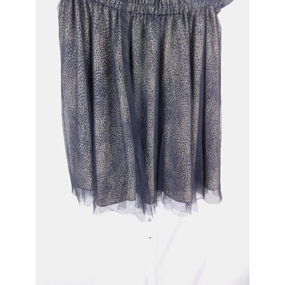 Leopard Print Tulle Skirt Womens Size F One Size Black Sheer Mini Elastic Waist - Picture 3 of 11